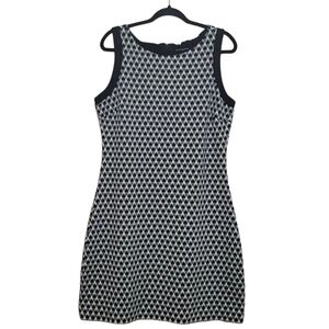 Sharagano Dress Sz 14 Black Gray White Textured Sleeveless